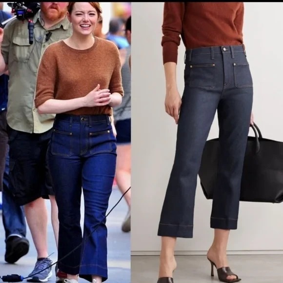 Khaite Raquel Patch Pocket Flare Jeans in Dark Navy Size 31 - Picture 3 of 11